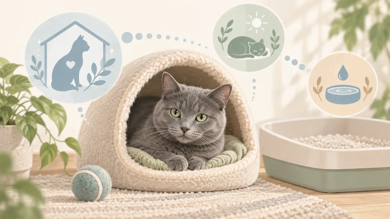 Cat resting in a quiet hideaway