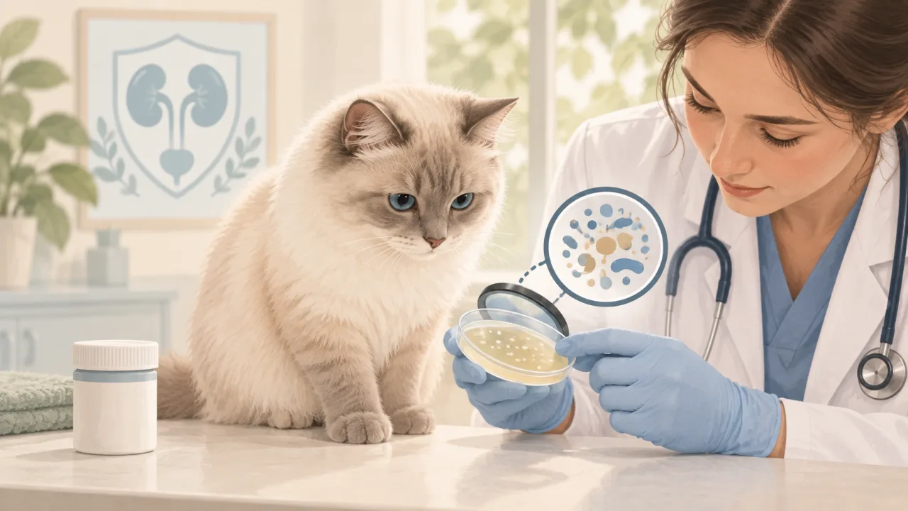 Cat and veterinary urine culture examination