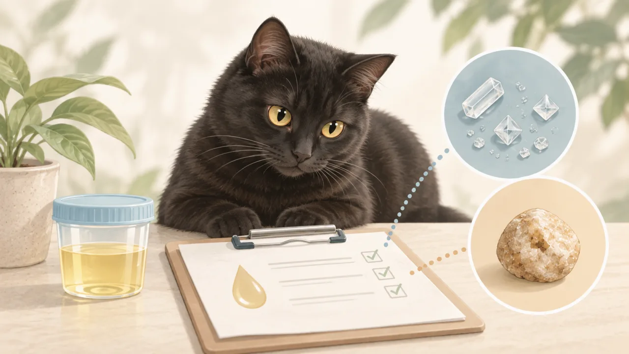 Cat with separate crystal and stone motifs